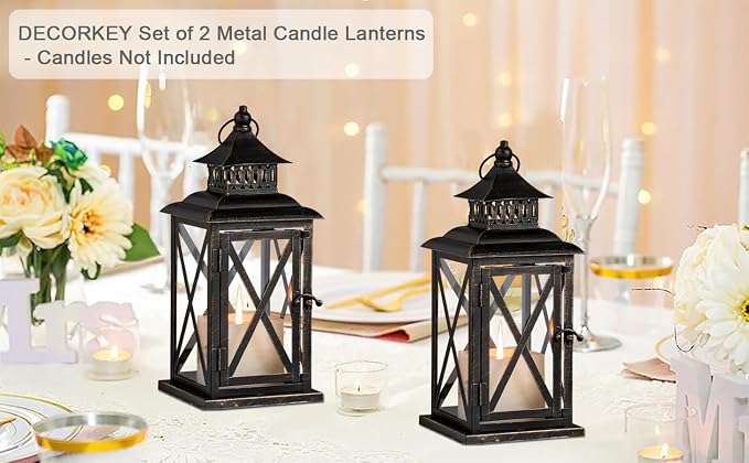 DECORKEY Lantern Decorative Indoor & Outdoor, 2 Pack Large Hanging Candle - Image 7