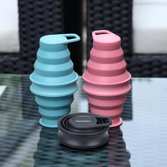 Nefeeko Collapsible Water Bottle, 17oz Reuseable BPA Free Silicone Foldable - Image 7