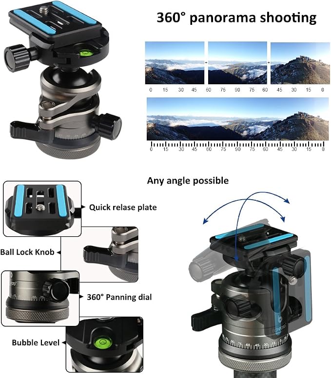 BONFOTO Portable Aluminum Alloy B674A Lightweight Camera Travel Tripod Monopod - Image 3