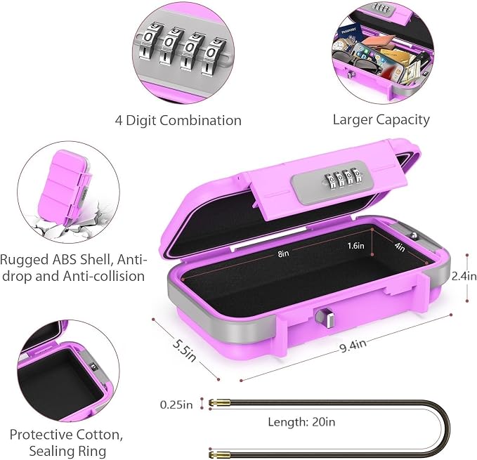 LOFICOPER Portable Safe Box, Travel Safe Lock Box, Waterproof Beach Lock Box - Image 3