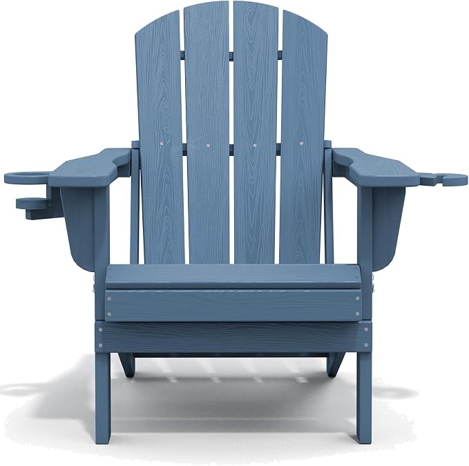 SERWALL Folding Adirondack Chair, HDPE Adirondack Chairs, Plastic Outdoor - Image 11