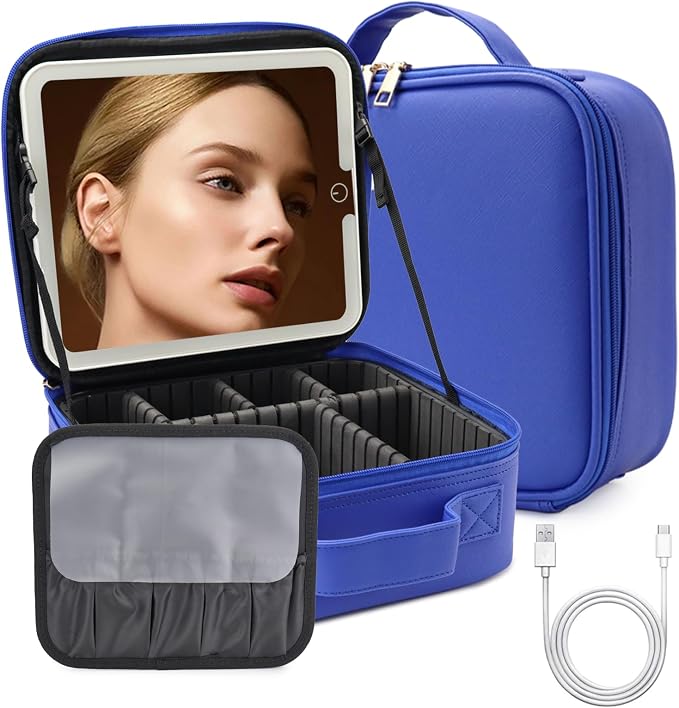 Travel Makeup Bag with LED Lighted Mirror, Travel Makeup Organizer, 3 Color by MORMIDTravelMakeupBag