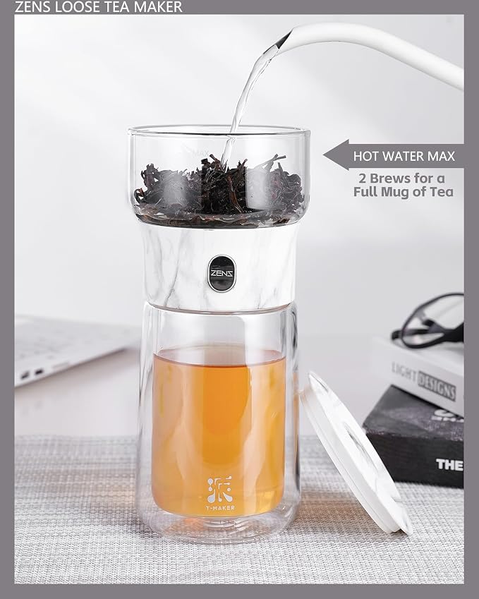 ZENS Modern One Touch Tea Maker, Glass Teapot - Image 3