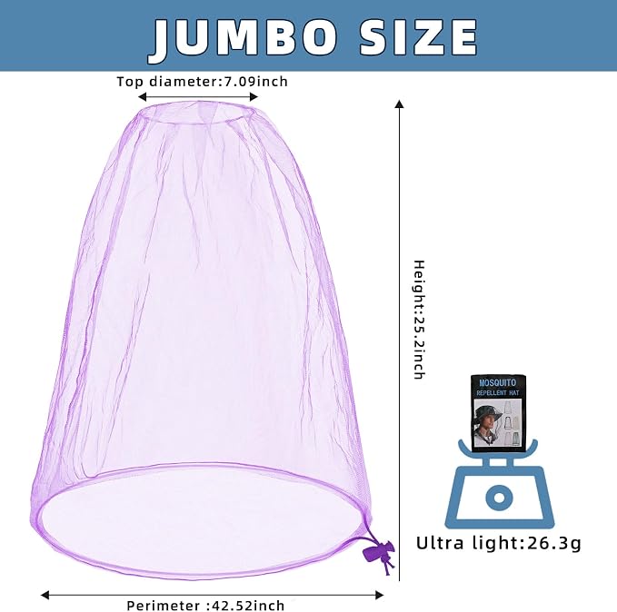 Oversized Mosquito Net 42 x 25 Inches Ultra Large Mosquito Head Net Face Neck - Image 2