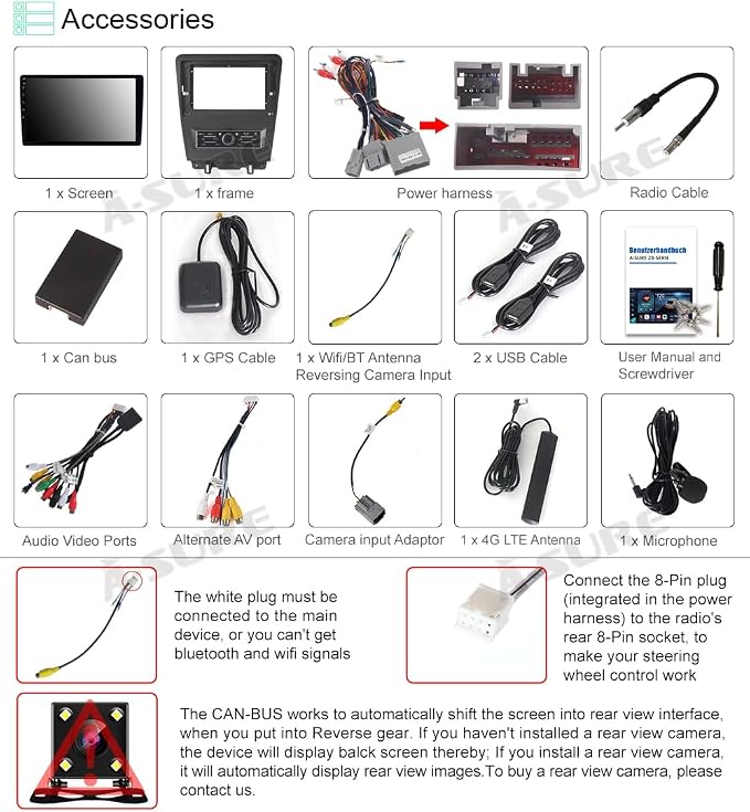 ASURE Car Stereo Radio Upgrade for Mustang 2010-2014, 10.1 inch 8Core 4G+64G - Image 6