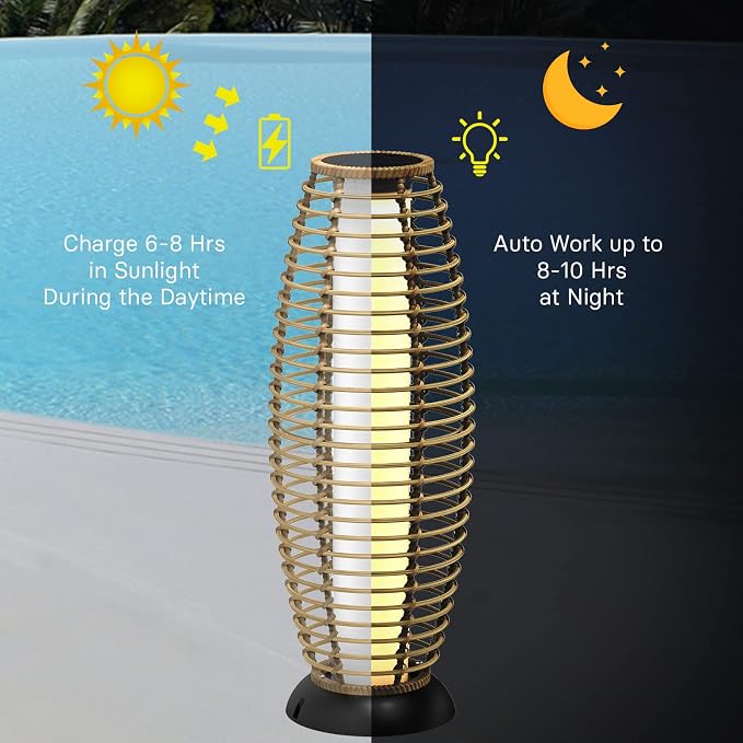 Grand patio Floor Lamp Outdoor Lamp Patio Lights Solar Powered Lantern - Image 5