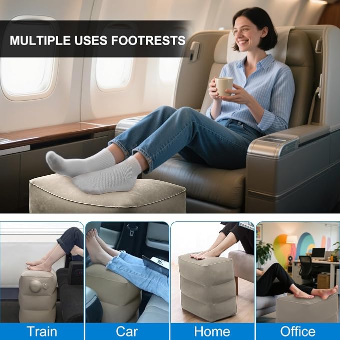 Inflatable Travel Foot Rest Pillow, 2 Pack Airplane Foot Rest Pillows, Portable - Image 6