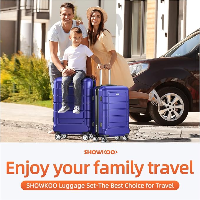 SHOWKOO Luggage Sets Expandable PC+ABS Durable Suitcase Sets Double Wheels TSA - Image 2