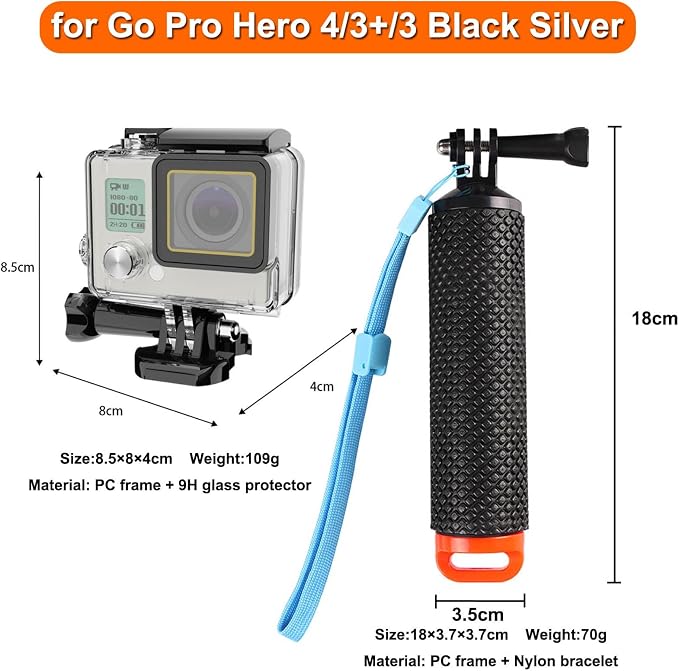 Compatible for Go Pro Hero 4/3+/3 Black Silver Waterproof Housing Case - Image 3