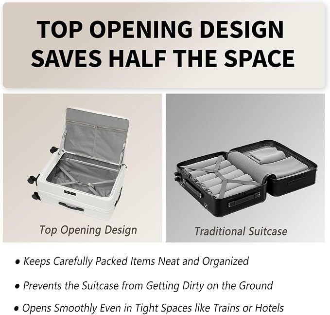 26 Inch Top Opening Checked Travel Luggage Expandable - Image 4