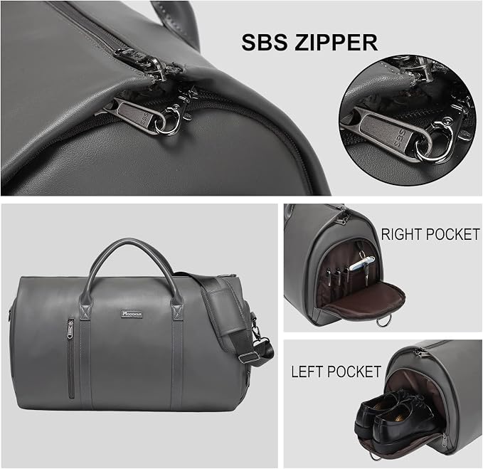 Leather Garment Bag for Travel, Modoker Carry On Suit Carrier Travel Bag - Image 4