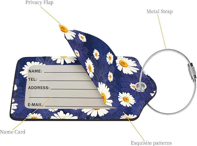 2 Pcs Luggage Tags for Suitcase, Cute Unique PU Leather Travel Bag Tag - Image 3