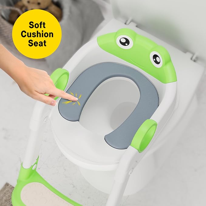 Potty Training Seat with Step Stool Ladder, Toddler Toilet Seat with PU Cushion - Image 4