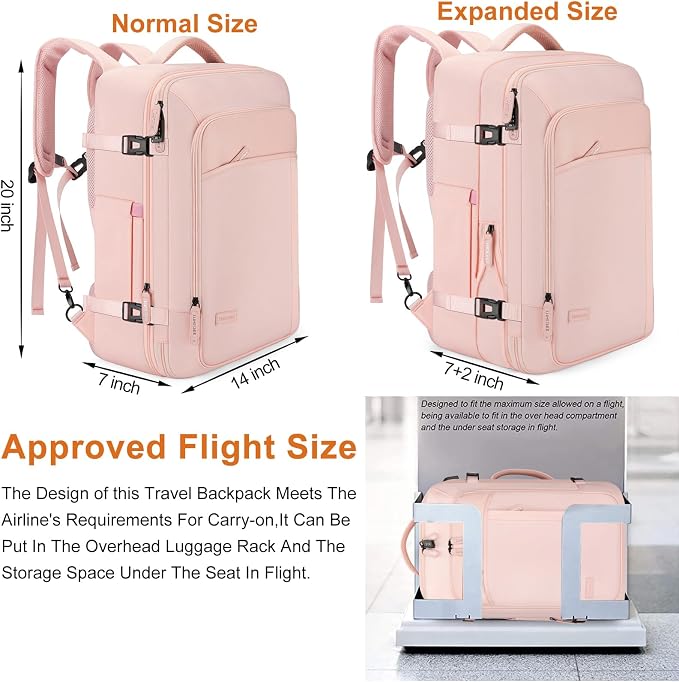 Travel Laptop Backpack, 42L Carry on Luggage, Flight Approved Expandable - Image 2