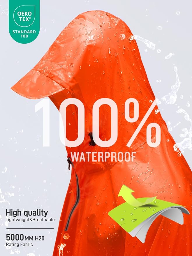 SaphiRose Hooded Rain Poncho Waterproof Raincoat Jacket - Image 3