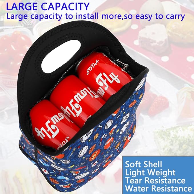 FlowFly Neoprene Kids Lunch box Insulated Soft Bag Mini Cooler Thermal Meal - Image 4