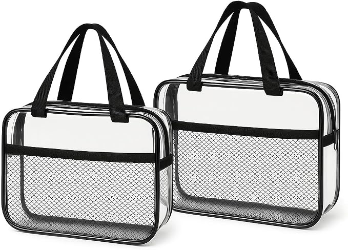XEWEA 2PCS Middle TSA Approved Clear Travel Toiletry Bags - Image 2