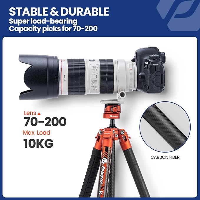 Fotopro Carbon Fiber Tripod 1.7lbs Ultralight 62 Inch Portable Compact Travel - Image 5
