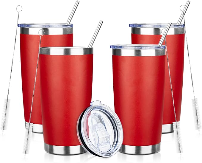 20oz Tumbler with Straw and Brush, Stainless Steel Vacuum Insulated tumbler by Unknown