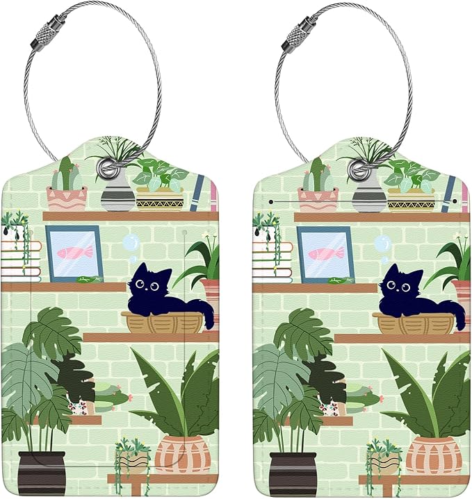 2 Pcs Luggage Tags for Suitcase, Cute Unique PU Leather Travel Bag Tag - Image 4