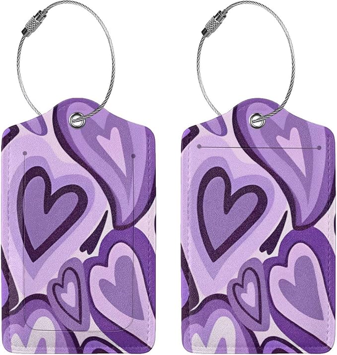Set of 2 Luggage Tag for Suitcases Tie dye PU Leather Luggage Tag - Image 4