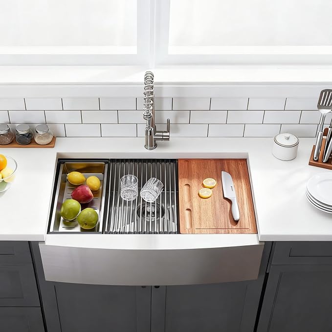 Farmhouse Sink 33 Inch, 33x22 Inch Apron Front Farmhouse Kitchen Sink, 16 Gauge - Image 9