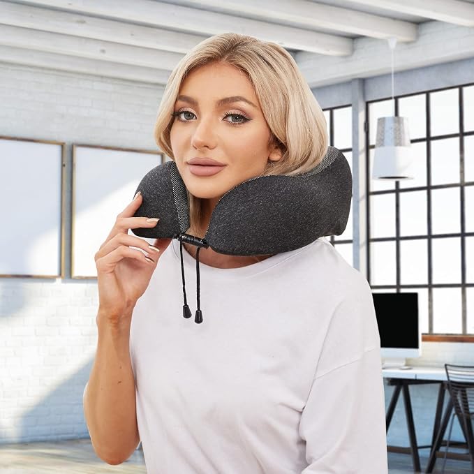 Travel Pillow, Best Memory Foam Neck Pillow Head Support Soft Pillow - Image 4