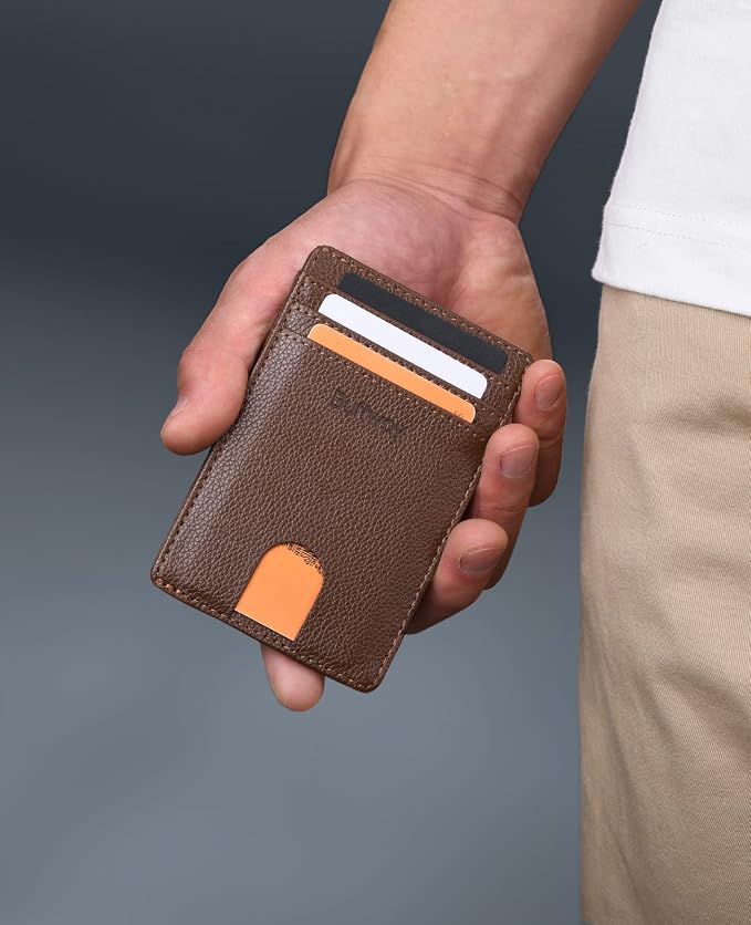 Buffway Mens Slim Wallet, Minimalist Thin Front Pocket Leather Credit Card - Image 7