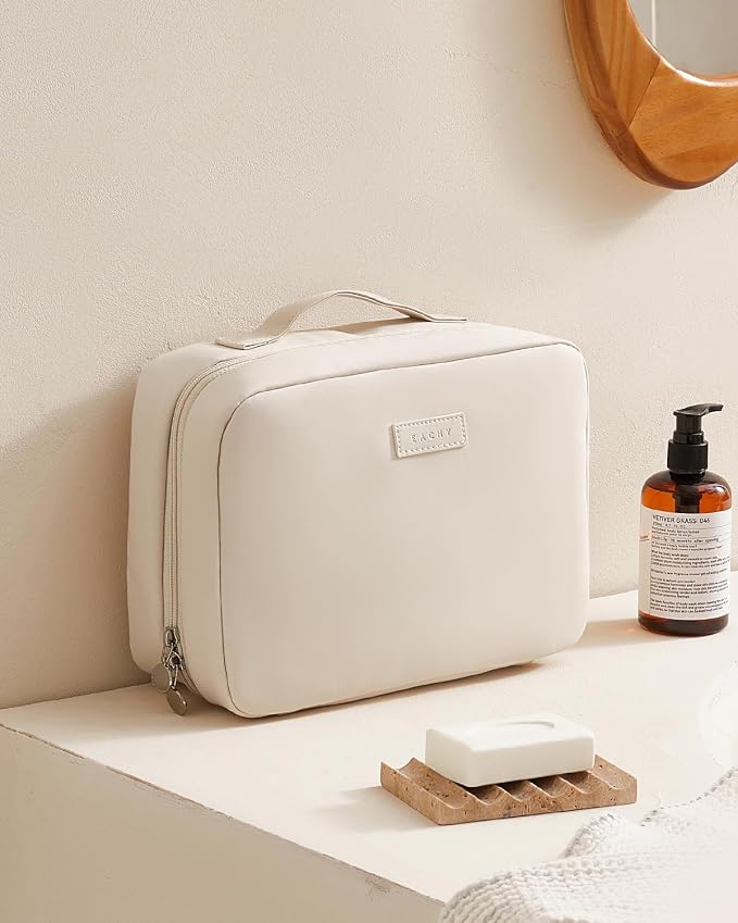 EACHY Toiletry Bag with Hanging Hook, Travel Makeup Bag PU Leather Cosmetic Bags - Image 7