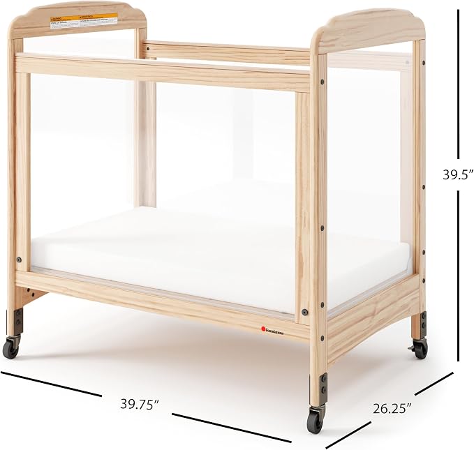 Foundations Serenity Compact Clearview Daycare Crib, Fixed Side, Durable Wood - Image 2