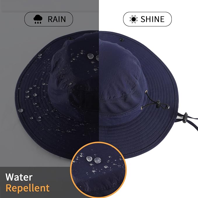 Home Prefer UPF50+ Mens Sun Hat Wide Brim Womens UV Protection Beach Bucket Hat - Image 4