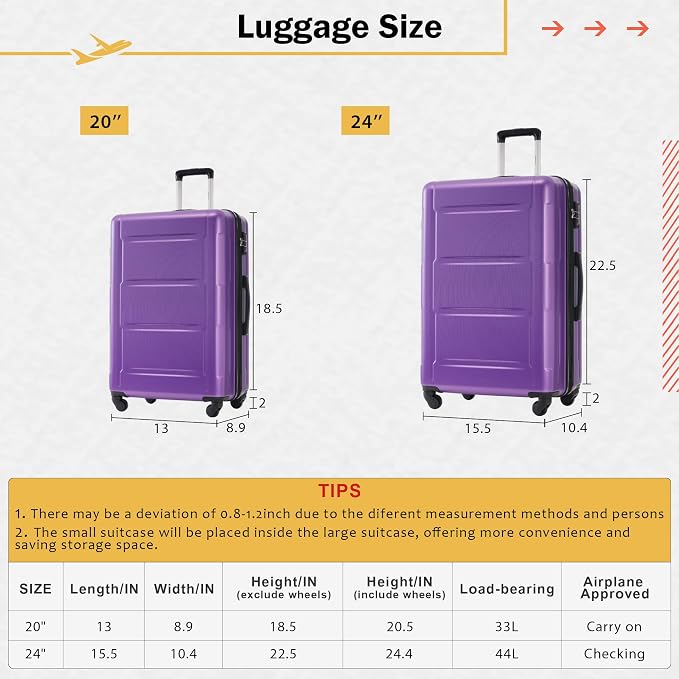 Merax Luggage Set 2 Piece Suitcase Sets - Image 4