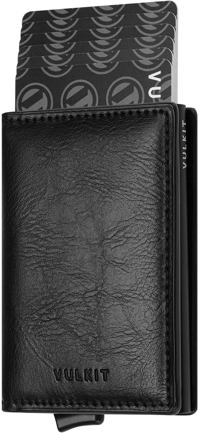 VULKIT Card Holder Pop Up Slim Wallet Leather RFID Blocking Card Case Up to 8 by VULKIT