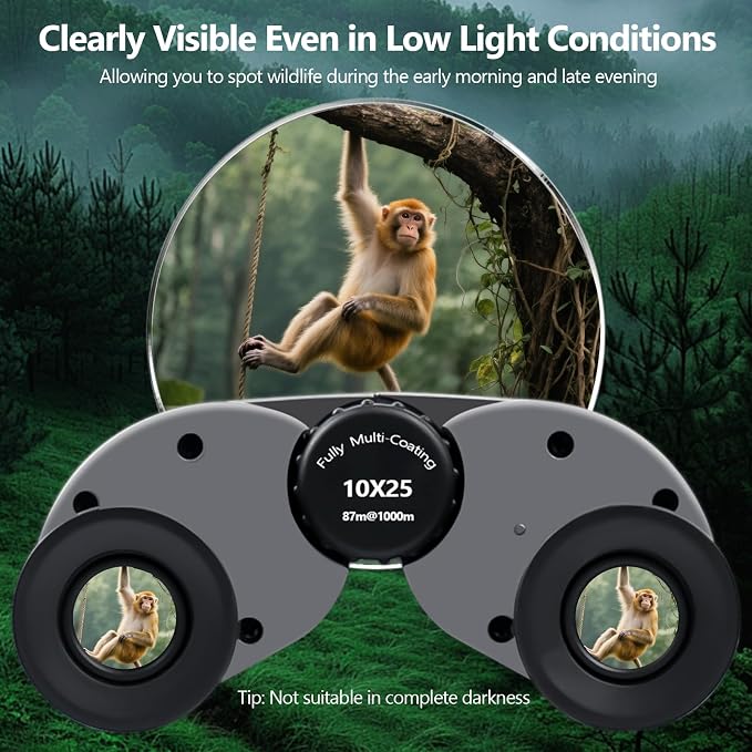 10x25 Compact Binoculars for Adults and Kids, Small High Powered Binoculars - Image 5