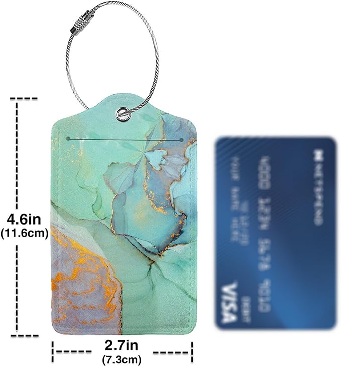 Green Gold Marble 2-Pcs Premium Leather Tags - Image 4