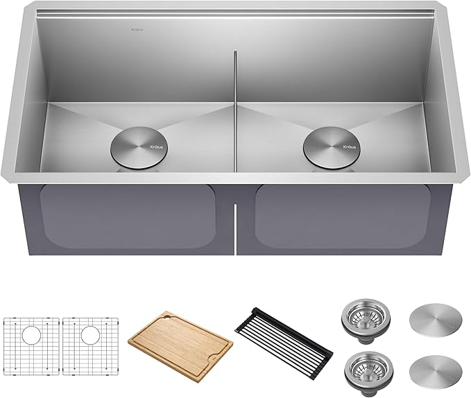 KRAUS Kore 33-Inch Undermount Workstation 16 Gauge Double Bowl Stainless Steel by KRAUS