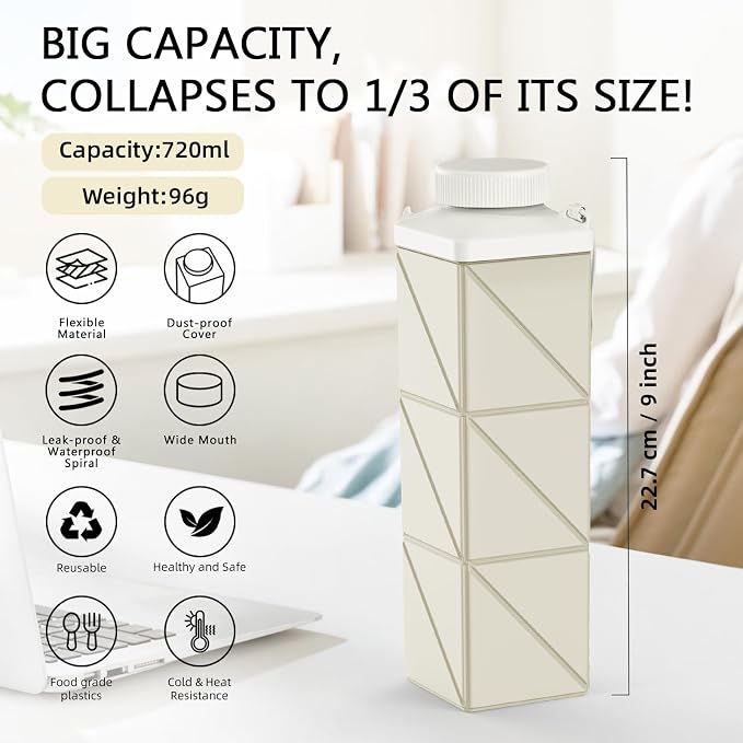 24oz Collapsible Water Bottles–Food-Grade, Lightweight, Foldable Design Perfect - Image 2