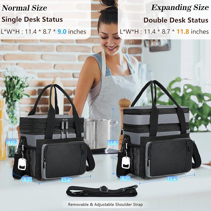 Insulated Lunch Bag Women & Men | Large Adult Lunch Box | Double-Layer Reusable - Image 5