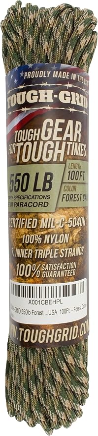 TOUGH-GRID 550 Paracord Rope Nylon Parachute Cord, Made in USA Survival Kit - Image 3