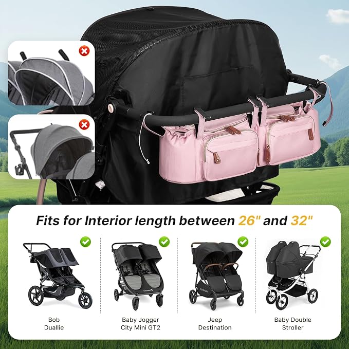 Double Stroller Organizer for Bob Duallie and Baby Jogger City Mini GT2 - Image 2
