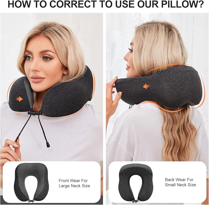 Travel Pillow, Best Memory Foam Neck Pillow Head Support Soft Pillow - Image 2