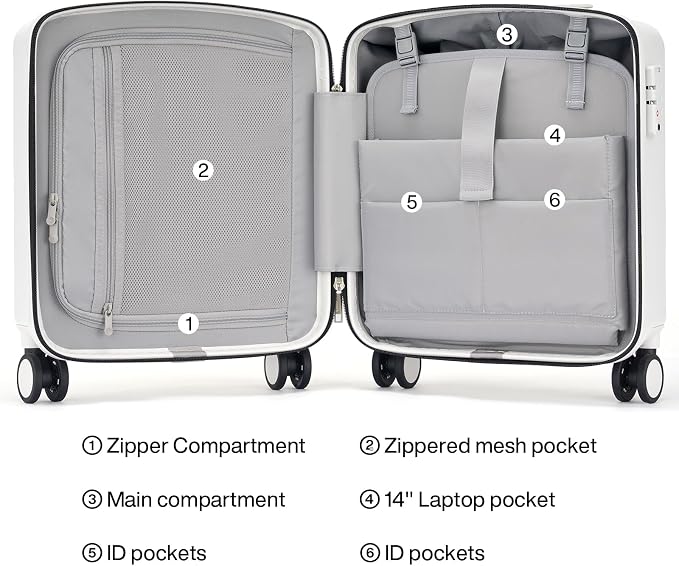 Hanke 16 Inch Underseat Carry On Luggage, Airline-Approved Hard Shell Small - Image 7
