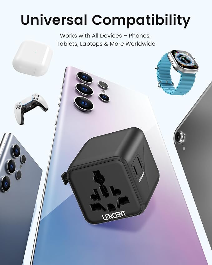 LENCENT Universal Travel Plug Adapter, International Power Adaptor - Image 8