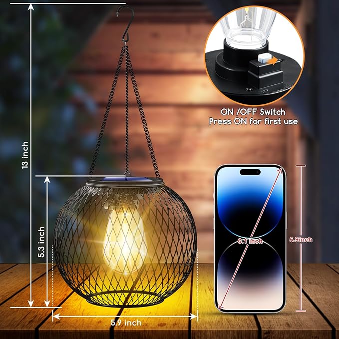 UBright Solar Lanterns Lights Outdoor Waterproof Metal Hanging Solar Powered - Image 2