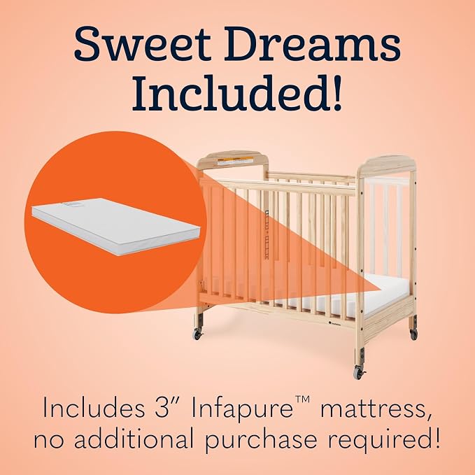 Foundations Serenity Compact Clearview Daycare Crib, Fixed Side, Durable Wood - Image 6