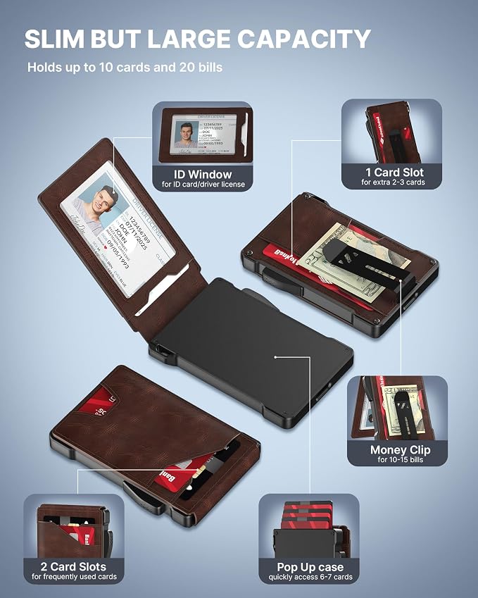typecase Tactical Wallet for Men Card Holder: Pop Up Card Case, Genuine Leather - Image 2