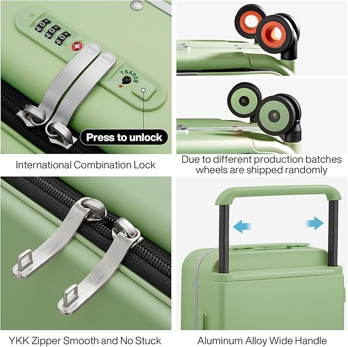 mixi Checked Luggage Wide Handle Luxury Design Rolling Travel Suitcase PC - Image 4
