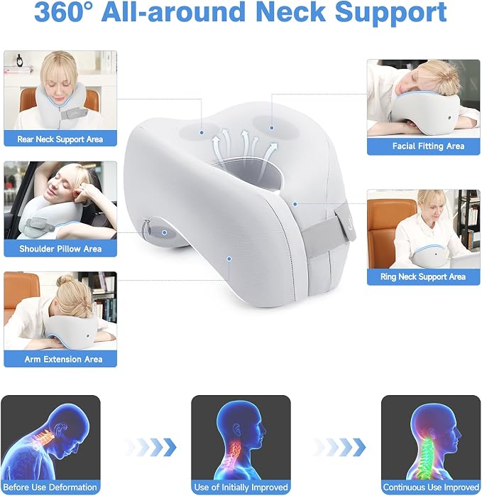 2 in 1 Neck Pillow Airplane, Ergonomic Memory Foam Travel Neck Pillow, Travel - Image 4