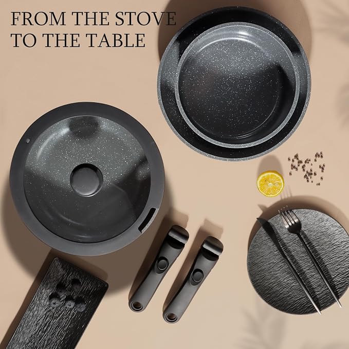 GiPP Ceramic Non Stick Frying Pans Set Removable Handle, Dishwasher & Oven Safe - Image 9