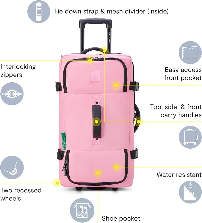 United Colors of Benetton Now Two Wheeled Rolling Duffel Bag - Image 2